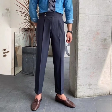 Quần Âu Nam Cạp Cao PN STORE Sidetab 2 Khuy Baggy Suông Đen - Giá chỉ 179k