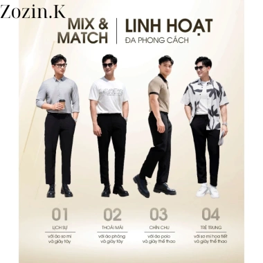 Quần âu nam cạp cao sidetab tăng cạp 6-8cm, ống baggy co dãn nhẹ, thoáng mát không bai xù A06 giá 145k 8