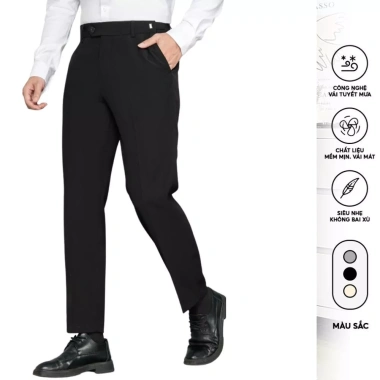 Quần âu nam cạp cao sidetab tăng cạp 6-8cm, ống baggy co dãn nhẹ, thoáng mát không bai xù A06 giá 145k 10