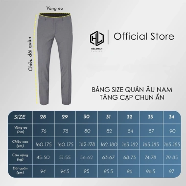 Quần âu nam cạp chun ẩn co giãn baggy, vải dày dặn đen QA4M1 HELEMAN - 199.000₫ 9