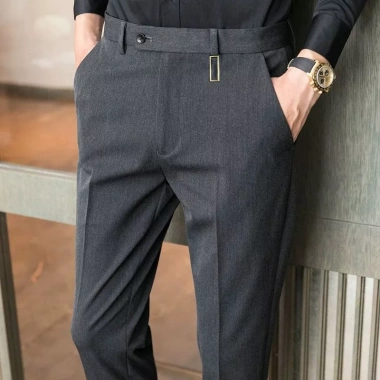 Quần âu nam Hàn Quốc công sở cao cấp, đen co giãn ống đứng, dáng ôm baggy, trẻ trung, size lớn chỉ 300.000₫