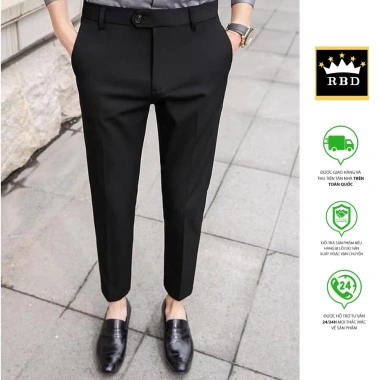 Quần âu nam Hàn Quốc RBD slimfit dáng ôm, ống côn đen, vải chống nhăn không bai xù cao cấp – Giá chỉ 171k