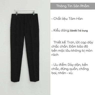 Quần âu nam Hàn Quốc RBD slimfit dáng ôm, ống côn đen, vải chống nhăn không bai xù cao cấp – Giá chỉ 171k