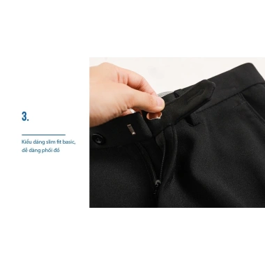 Quần âu nam Hàn Quốc RBD slimfit dáng ôm, ống côn đen, vải chống nhăn không bai xù cao cấp – Giá chỉ 171k