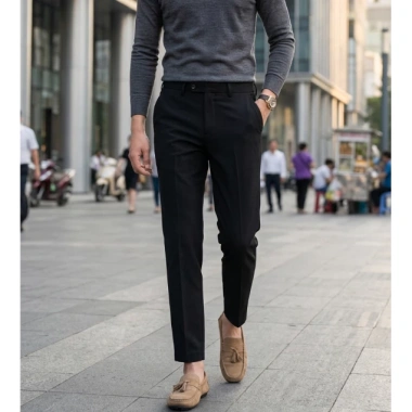 Quần âu nam Hàn Quốc RBD slimfit ống côn đen, vải chống nhăn, giá 389k 6