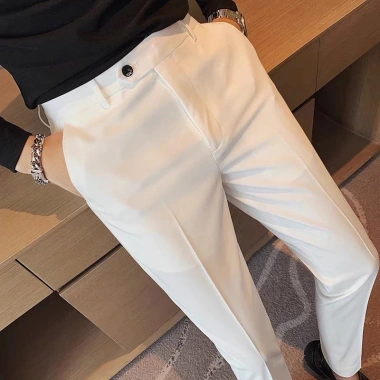 Quần âu nam Hàn Quốc slimfit đen ống côn, vải chống nhăn không bai xù cao cấp - mẫu 2.026