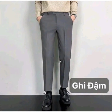 Quần âu nam Hàn Quốc slimfit đen ống côn, vải chống nhăn không bai xù cao cấp - mẫu 2.026