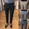 Quần âu nam Luxury Hàn Quốc cao cấp, ôm công sở trẻ, cạp cao ống đứng, vải chéo co giãn, bigsize - Giá 350.000₫