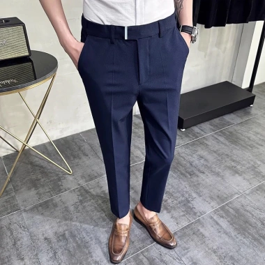 Quần âu nam Luxury Hàn Quốc cao cấp, ôm công sở trẻ, cạp cao ống đứng, vải chéo co giãn, bigsize - Giá 350.000₫