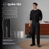 Quần Âu Nam Ống Đứng Đen Cáp Chun Slim Fit, Vải Cotton Hàn Cao Cấp - 339.000₫