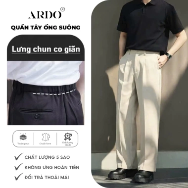 Quần Âu Nam Ống Rộng ARDO Cạp Pha Chun Co Giãn Form Suông Cao Cấp Năng Động 240k
