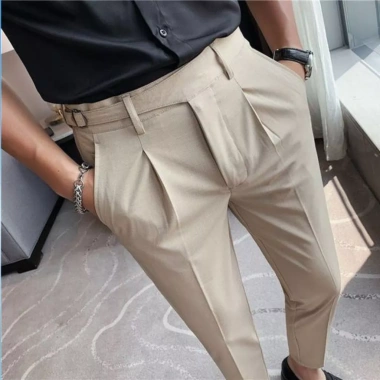 Quần âu nam Sidetab cạp cao đai chỉnh eo, quần tây Hàn Quốc ống côn công sở QA6M1 HELEMAN 199k giảm giá 8