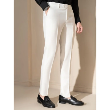 Quần Âu Nam Trắng Kem Slimfit Cao Cấp Vải Dày Lên Form Chuẩn Công Sở Giá 399k