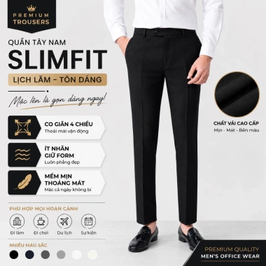 Quần Âu Nam Trắng Kem Slimfit Cao Cấp Vải Dày Lên Form Chuẩn Công Sở Giá 399k