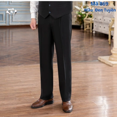 Quần âu nam trung tuổi dáng xuông cạp chun vải tuýt si - Giá chỉ 350.000 VND