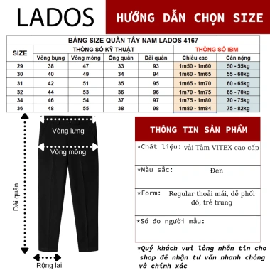 Quần Âu Nam Vải Tằm Vitex LADOS-34.167 Chuẩn Form Tôn Dáng Châu Á Giá Ưu Đãi 226k