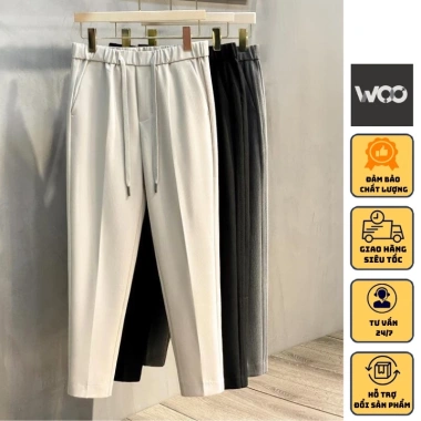 Quần âu nam WoO đai chun vải tuyết Hàn ống suông công sở Hàn Quốc 138.000₫