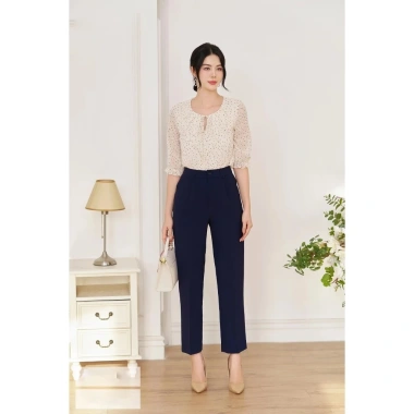 Quần âu nữ baggy cạp cao ống đứng chuẩn phom LAVENDER gumac thái hòa giá 168k 9