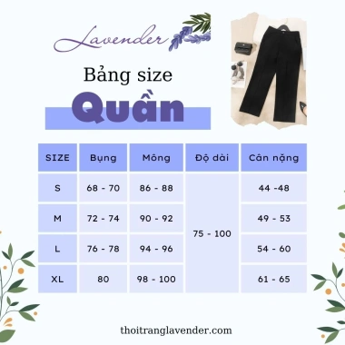 Quần âu nữ LAVENDER đen co giãn nhẹ, ống rộng 23cm, basic, giảm giá 258.999 VND 7 Quần âu nữ LAVENDER đen co giãn nhẹ, ống rộng 23cm, basic, giảm giá 258.999 VND 7