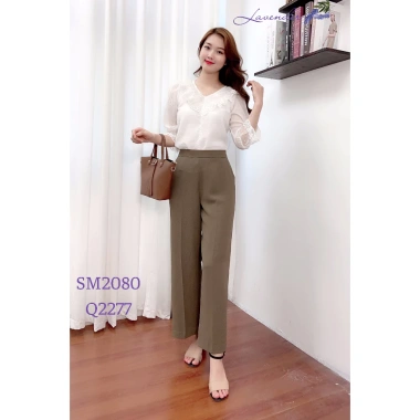 Quần âu nữ LAVENDER màu nâu tây ống suông chất co giãn khóa sườn giá chỉ 299.000 VND 4
