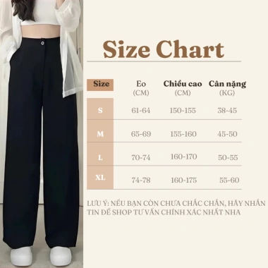Quần Âu Suông Nữ Cạp Cao Ống Rộng - Che Khuyết Điểm, Phù Hợp Công Sở và Đi Học 9