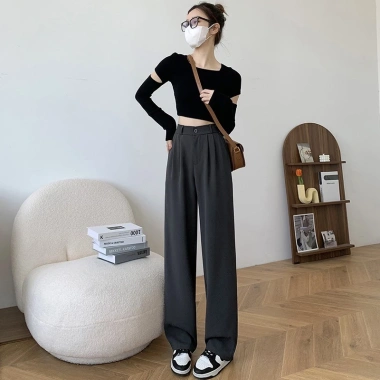 Quần Âu Tây Nữ ống Suông rộng, vải mềm mịn không nhăn, dáng xuông cạp cao 155k 3 Quần Âu Tây Nữ ống Suông rộng, vải mềm mịn không nhăn, dáng xuông cạp cao 155k 3
