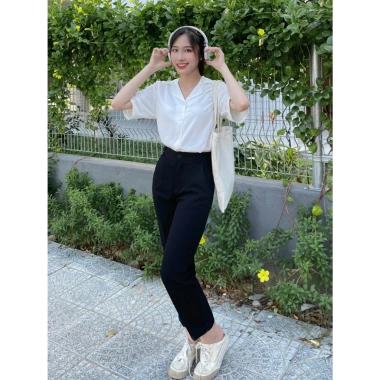 Quần baggy cạp cao 1 cúc nữ – Quần tây baggy lưng cao đẹp Hàn Quốc, đi học-đi làm, 158.399₫ MemiN Store 6