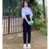 Quần Baggy Cạp Cao 2 Cúc Đen Lưng Cao Đi Học Công Sở - Giá 145k Giảm PQM STORE 4