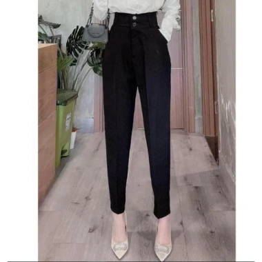 Quần Baggy Cạp Cao 2 Cúc Đen Lưng Cao Đi Học Công Sở - Giá 145k Giảm PQM STORE