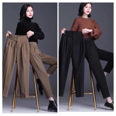 Quần Baggy Cạp Cao 2 Cúc Lệch Lưng Chun Siêu Đẹp - Giá chỉ 109.000 VND