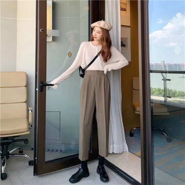 Quần Baggy Cạp Cao 2 Cúc Lệch Lưng Chun Siêu Đẹp - Giá chỉ 109.000 VND