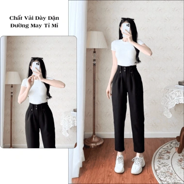Quần baggy cạp cao nữ 2 khuy Anmy - ống đứng tôn dáng, vải mềm mại, giá 250k 3 Quần baggy cạp cao nữ 2 khuy Anmy - ống đứng tôn dáng, vải mềm mại, giá 250k 3