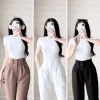 Quần baggy cạp cao nữ 2 khuy Anmy - ống đứng tôn dáng, vải mềm mại, giá 250k 5