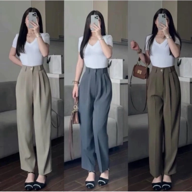 Quần Baggy Công Sở Nữ Lưng Cao Gold Nhật Mềm Mịn Dáng Thụng Dài 92-93cm 166k 2
