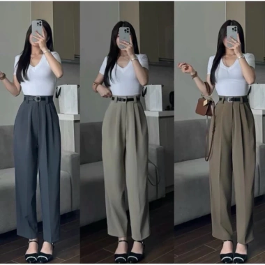 Quần Baggy Công Sở Nữ Lưng Cao Gold Nhật Mềm Mịn Dáng Thụng Dài 92-93cm 166k 3