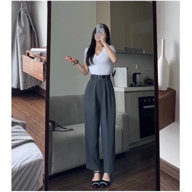 Quần Baggy Công Sở Nữ Lưng Cao Gold Nhật Mềm Mịn Dáng Thụng Dài 92-93cm 166k 5