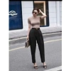 Quần baggy lưng cao công sở nữ dáng carrot xếp ly tôn trắng nâu đất đen giảm giá 333.300₫ 5