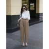 Quần baggy lưng cao công sở nữ dáng carrot xếp ly tôn trắng nâu đất đen giảm giá 333.300₫ 6