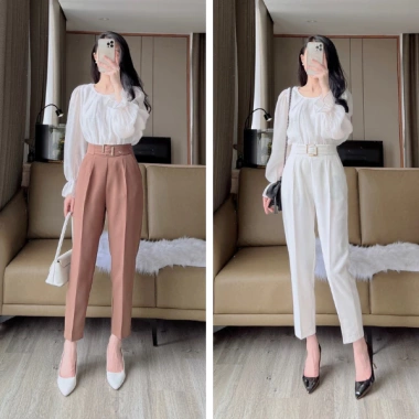 Quần baggy lưng cao khóa sườn Anmy - ống đứng tôn dáng công sở, chỉ 250k 5
