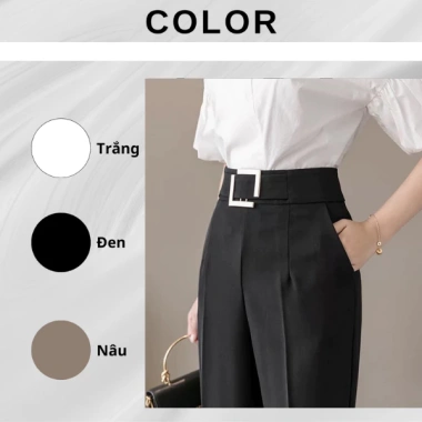 Quần baggy lưng cao khóa sườn Anmy - ống đứng tôn dáng công sở, chỉ 250k 7