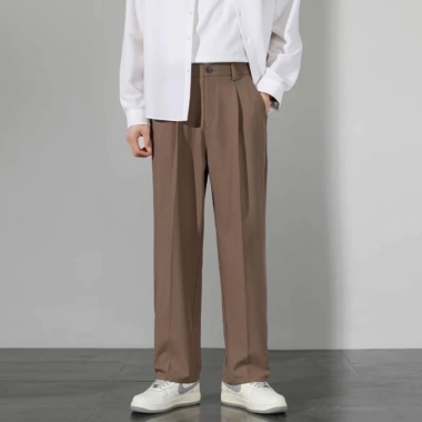 Quần baggy nam ống suông cạp chun co giãn, mềm mịn, phù hợp công sở - 136.000₫