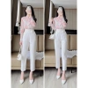 Quần baggy nữ Anmy ống đứng cạp cao, quần tây lưng cao 2 khuy cách điệu tôn dáng - 250k 3