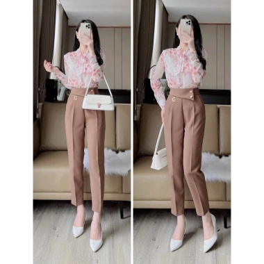 Quần baggy nữ Anmy ống đứng cạp cao, quần tây lưng cao 2 khuy cách điệu tôn dáng - 250k 5 Quần baggy nữ Anmy ống đứng cạp cao, quần tây lưng cao 2 khuy cách điệu tôn dáng - 250k 5