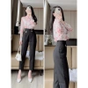 Quần baggy nữ Anmy ống đứng cạp cao, quần tây lưng cao 2 khuy cách điệu tôn dáng - 250k 6