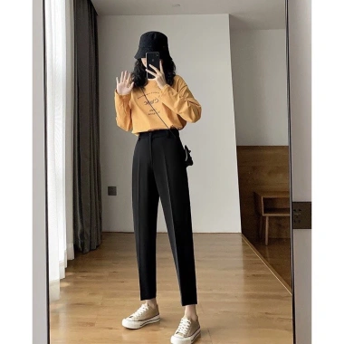 Quần baggy nữ basic lưng cao chất tuyết mưa - Giá 140k, thích hợp đi học, đi làm