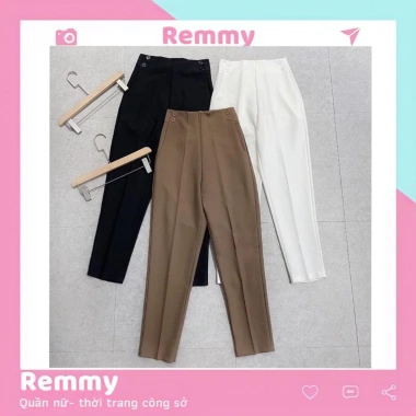 Quần baggy nữ cạp cao tây âu công sở 4 khuy dài, vải mềm đa màu đen trắng nâu - Giá 105.000đ