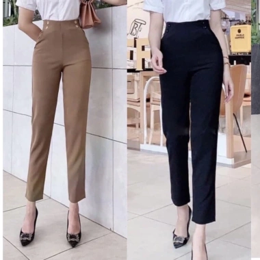 Quần baggy nữ cạp cao tây âu công sở 4 khuy dài, vải mềm đa màu đen trắng nâu - Giá 105.000đ 7 Quần baggy nữ cạp cao tây âu công sở 4 khuy dài, vải mềm đa màu đen trắng nâu - Giá 105.000đ 7