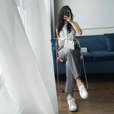 Quần Baggy Nữ Cạp Chun Dây Rút - Vải Ru.by Hàn Dày Dặn, Mềm Mại, Giá 150k 3