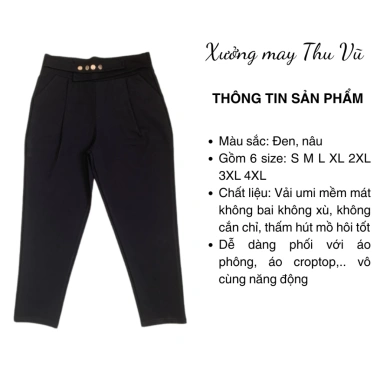 Quần baggy nữ cạp khuy Thu Vũ – Quần tây vải umi co giãn 4 chiều, thấm mồ hôi, giá 180k 2