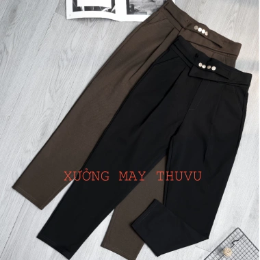 Quần baggy nữ cạp khuy Thu Vũ – Quần tây vải umi co giãn 4 chiều, thấm mồ hôi, giá 180k 3